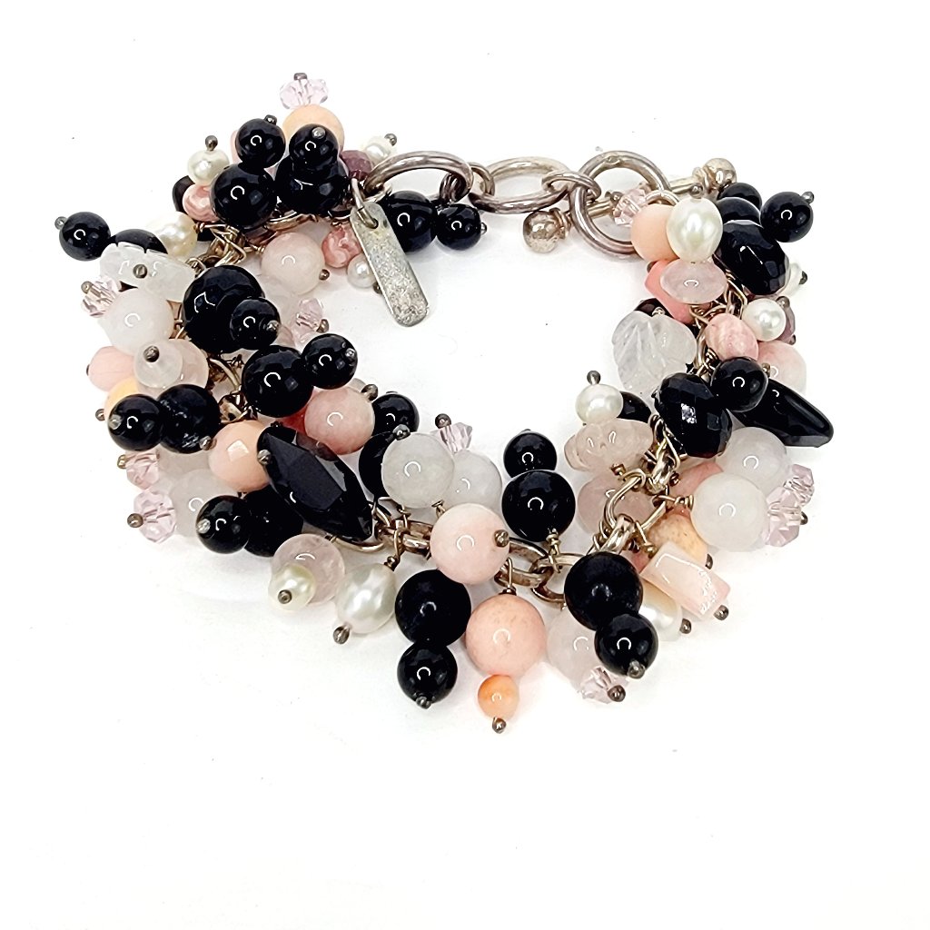 Charles Albert Coral Pearl 950 Fine Sterling Silver Chachki Bracelet